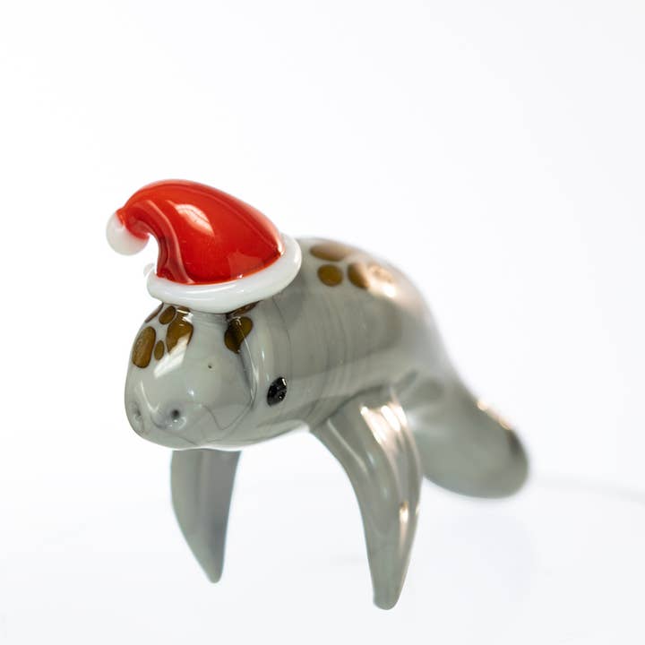 Christmas Manatee Glass Mini 3" for wholesale by Sea Creations