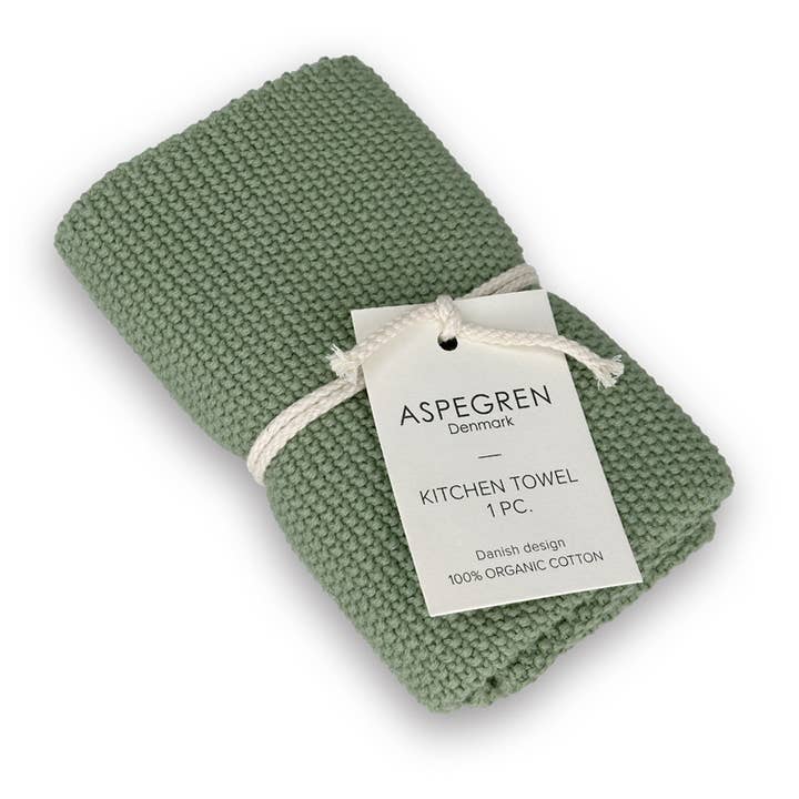 Kitchen Towel - 100% Organic - Knitted - Solid - Aloe Green for wholesale by Aspegren Denmark