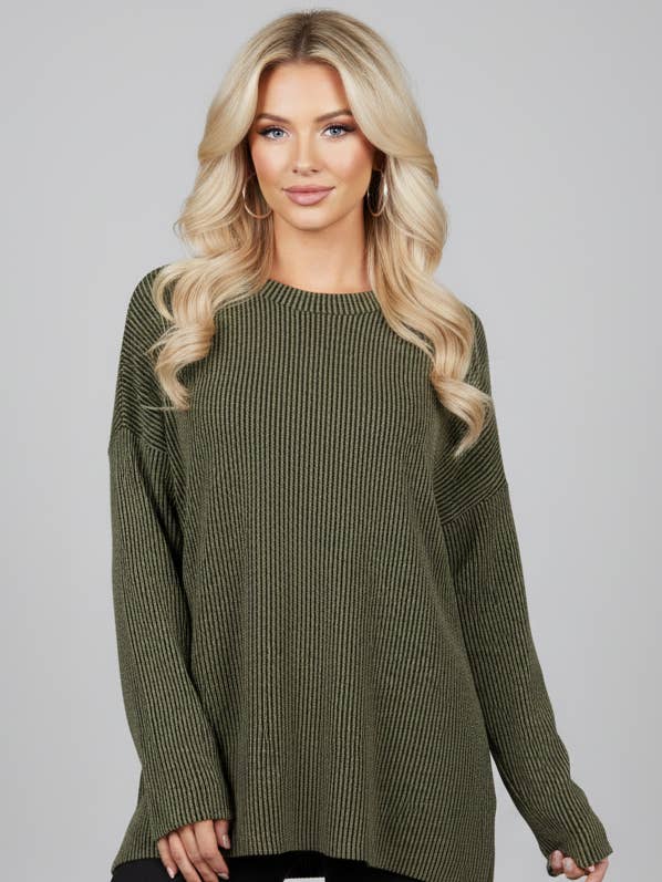 4594 Olivfärgad Ribbad Topp för wholesale av LTX Sportswear