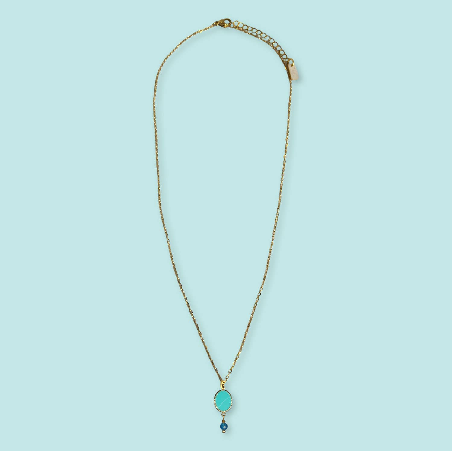 Jazu Jewellery - Wholesale Pendant/Charm Necklace - Nona necklace with enamel oval stainless steel pendant6