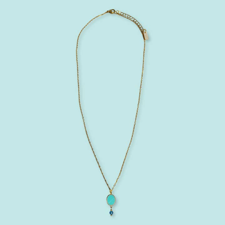 Jazu Jewellery - Wholesale Pendant/Charm Necklace - Nona necklace with enamel oval stainless steel pendant6