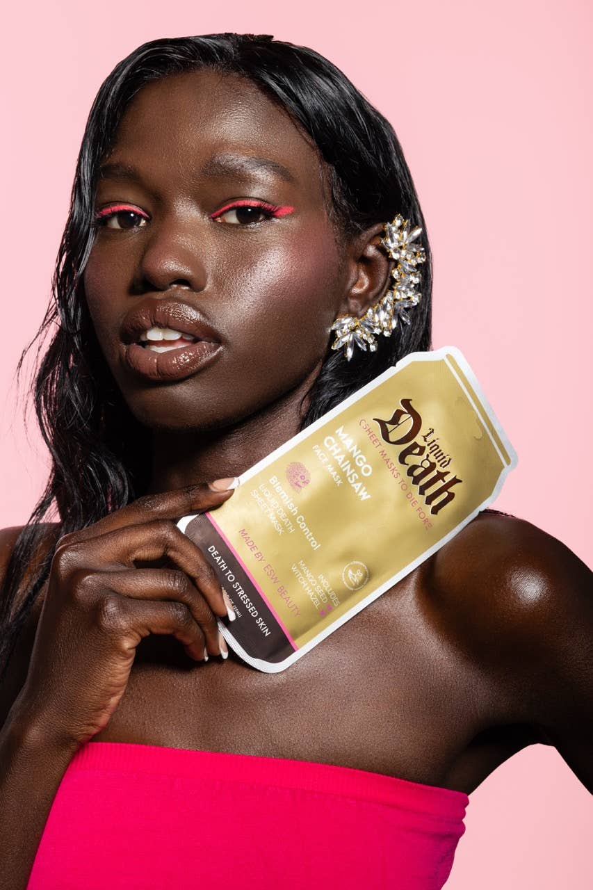 ESW Beauty - Wholesale Skincare Face Mask - Mango Chainsaw Liquid Death Blemish Control Face Mask3