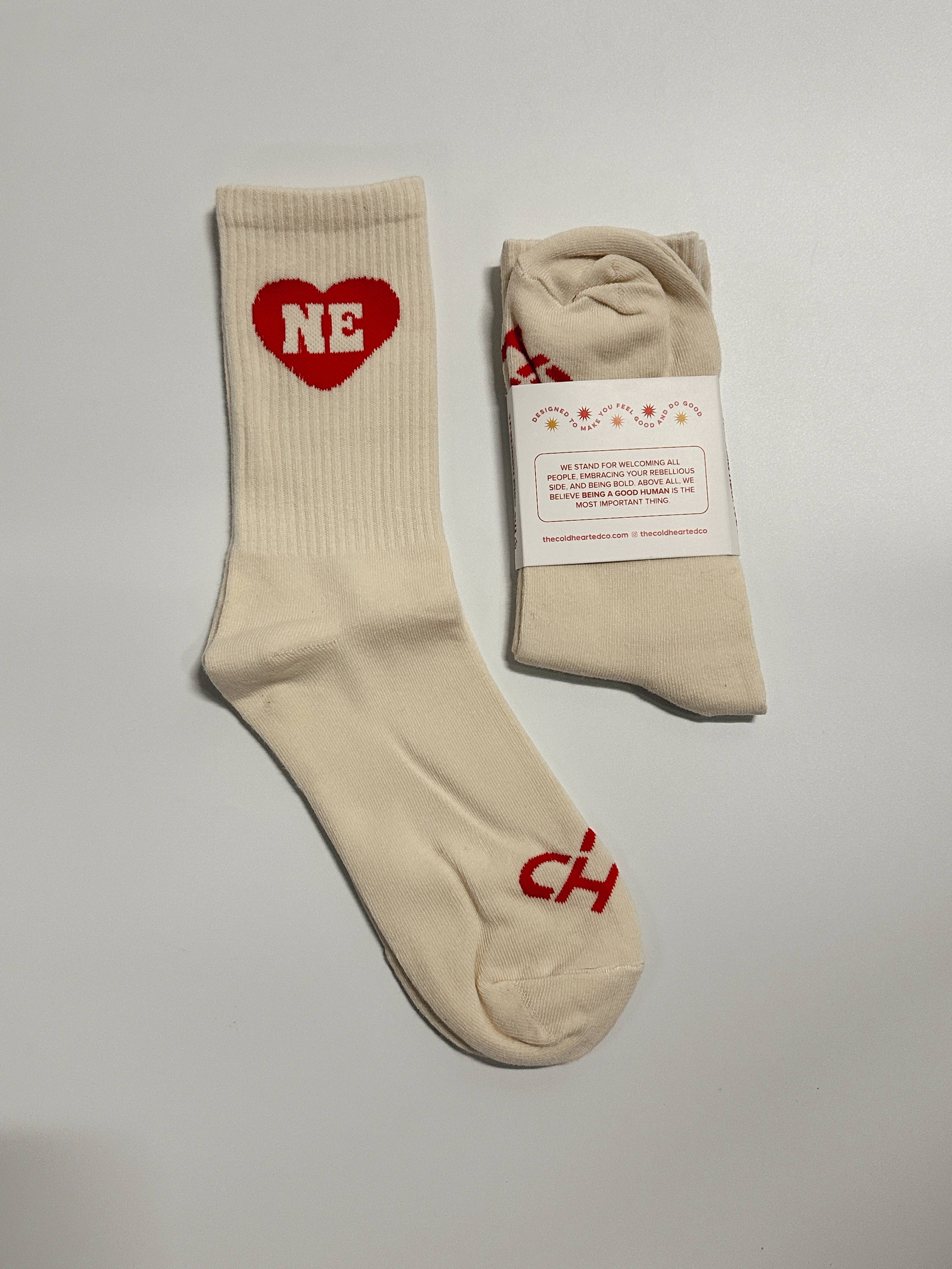 The Cold Hearted Collective - Wholesale Socks - Unisex - Nebraska Heart Crew Socks1