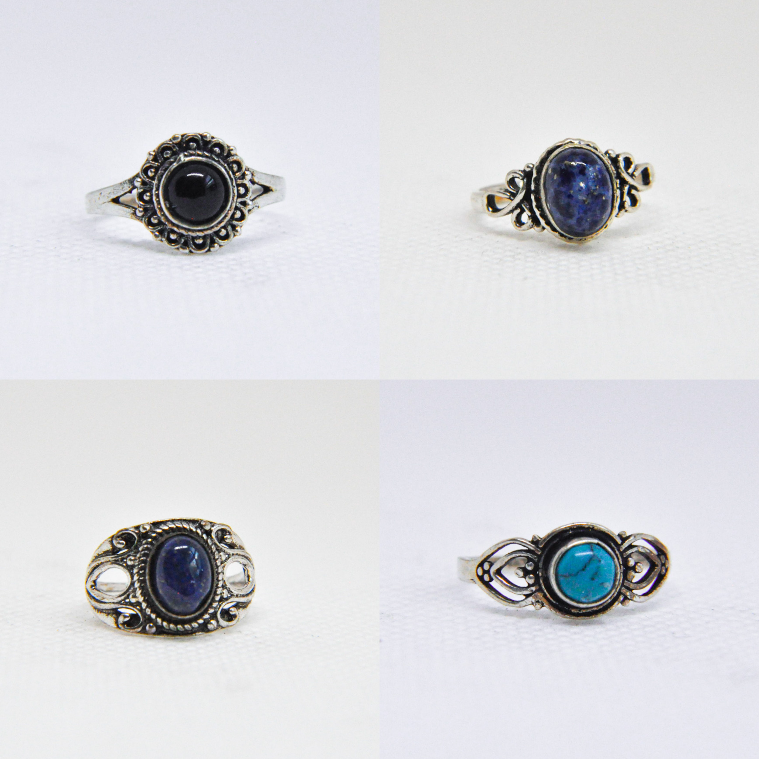 Zumki - Wholesale Cocktail/Statement Ring - Assorted Mixed Metal Silver Natural Gemstone Ring10