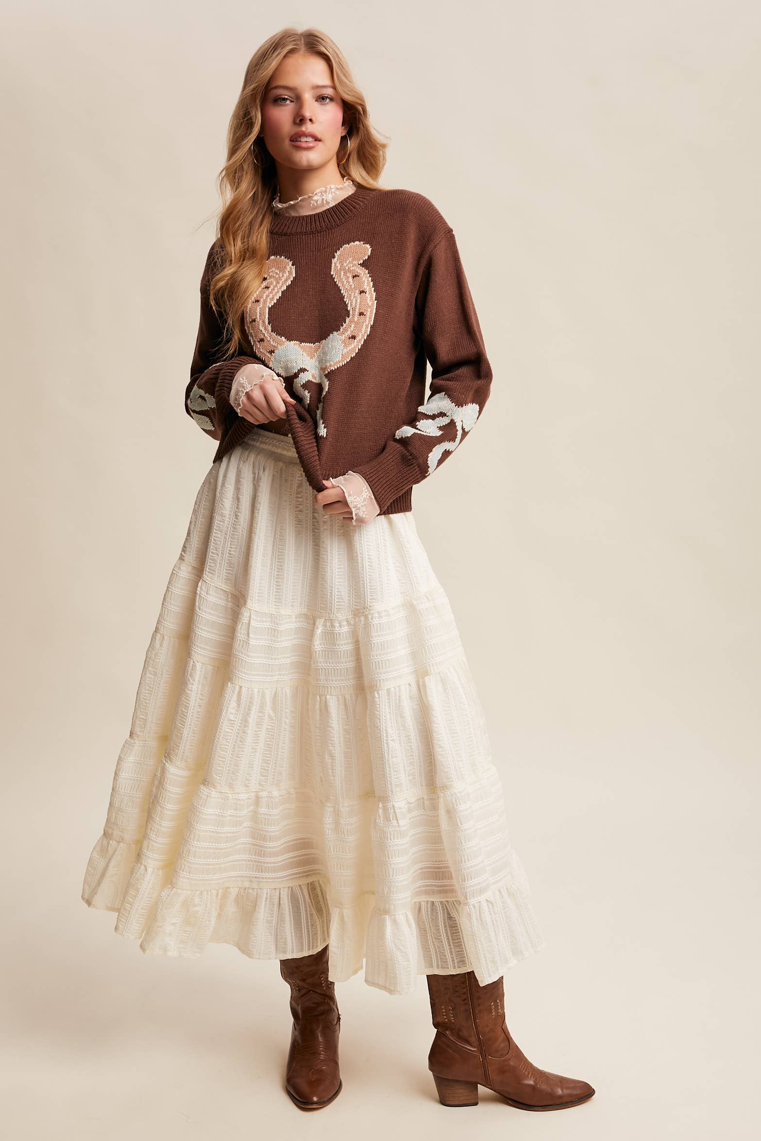 Listicle - Vente Pull en maille – femme - Pull en tricot à col en fer à cheval LSW103522