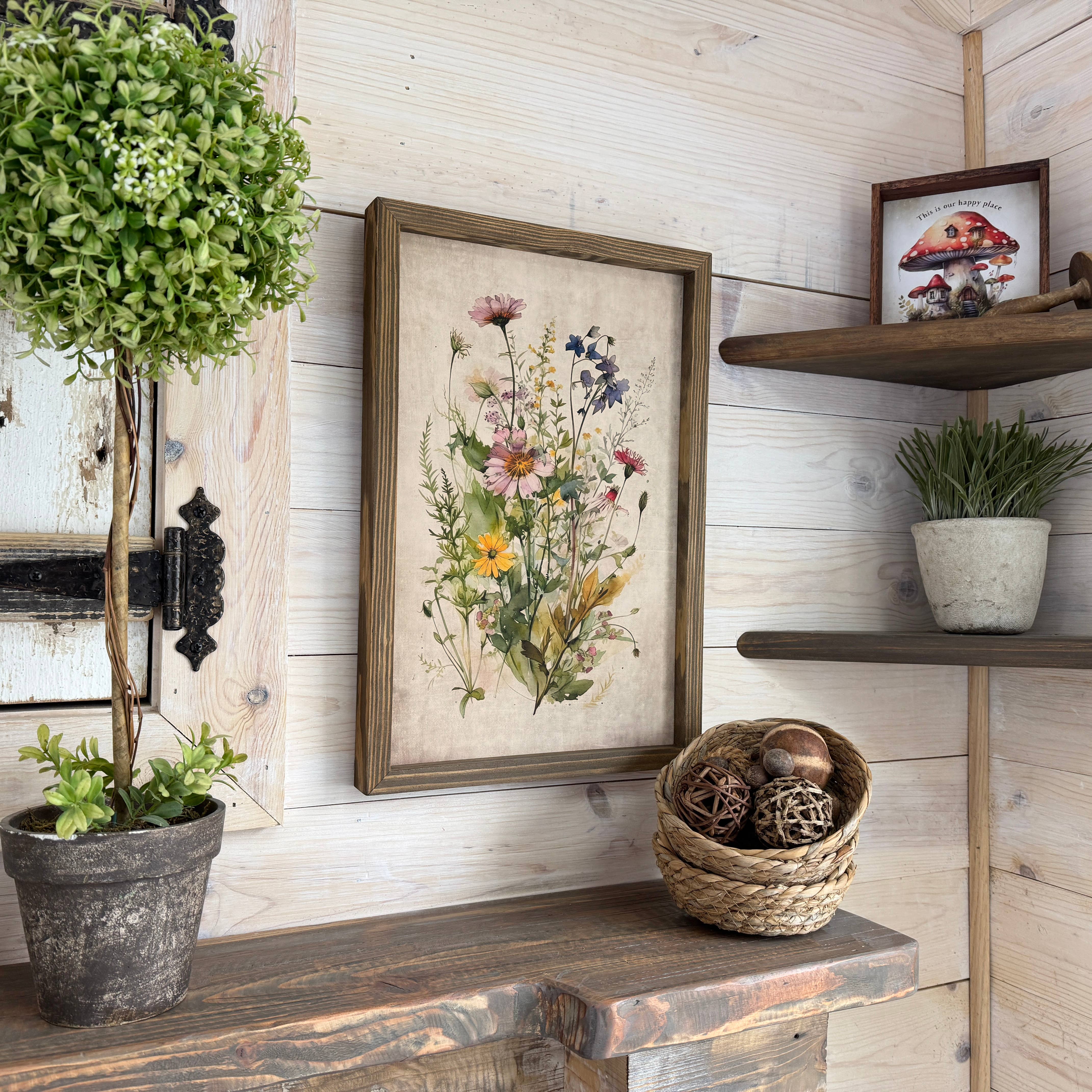 Hangout Home - Vente Affiche d'art - Fleurs sauvages cueillies - Art sur toile avec fleurs encadrées - Ferme3