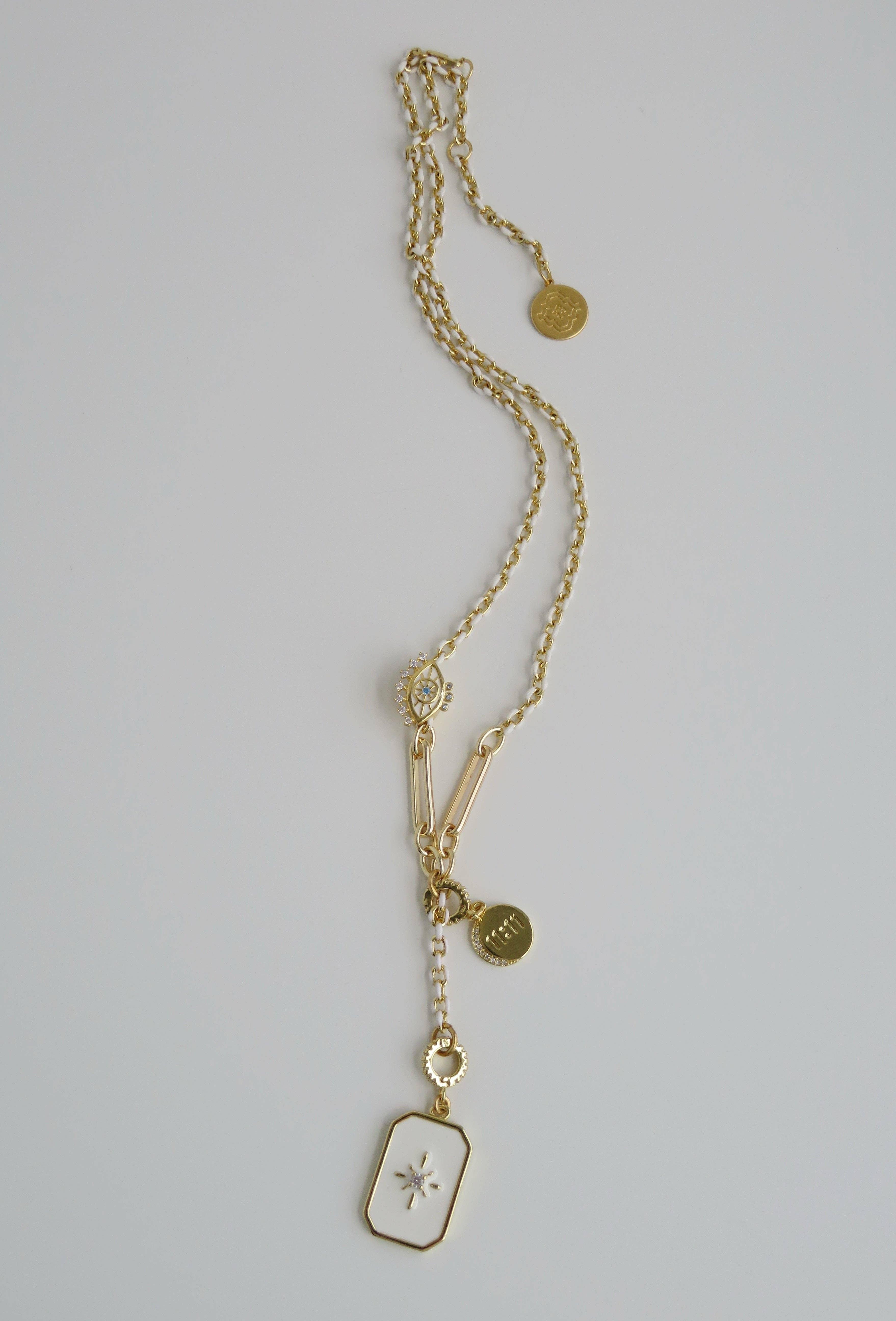 Boutique Suarez Co. - Wholesale Y-Neck/Lariat Necklace - White Oval Link Lariat Charm Holder Necklace13