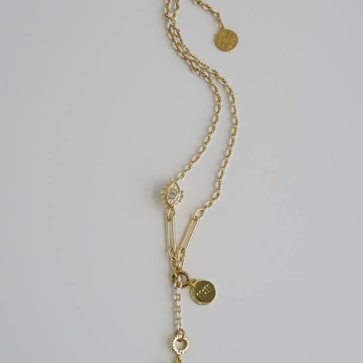 Boutique Suarez Co. - Wholesale Y-Neck/Lariat Necklace - White Oval Link Lariat Charm Holder Necklace13