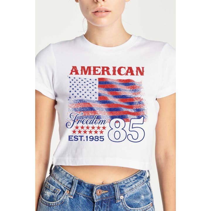 Art by Forgrand - Wholesale T-Shirt - Women's - AMERICAN FREEDOM 85 CROP TOP2