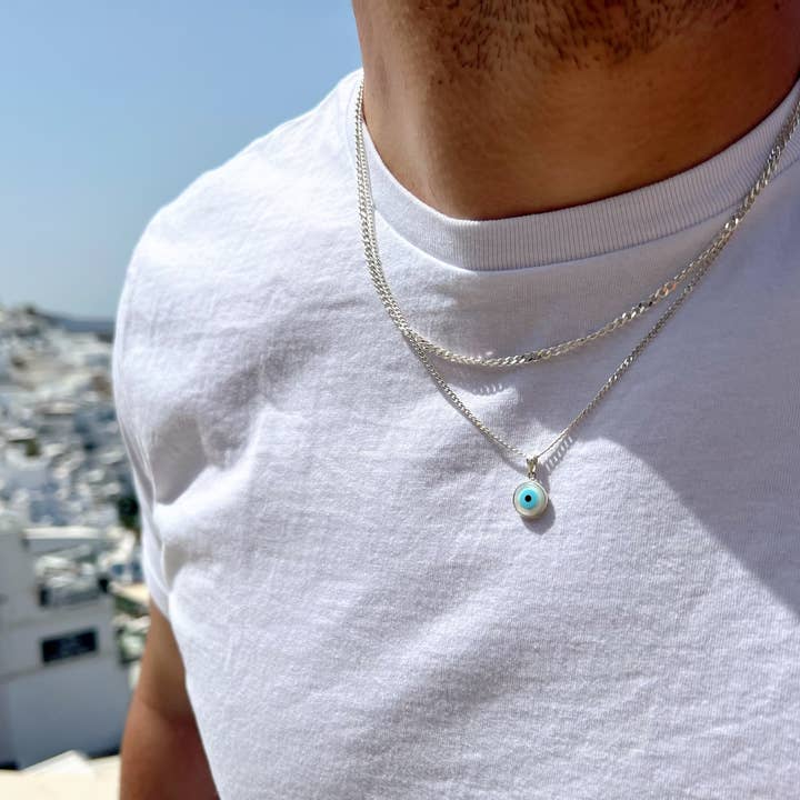 Christina Christi - Vendita all'ingrosso Gioielli - Uomo - Collana Evil Eye a catena in argento da uomo, collane da uomo2
