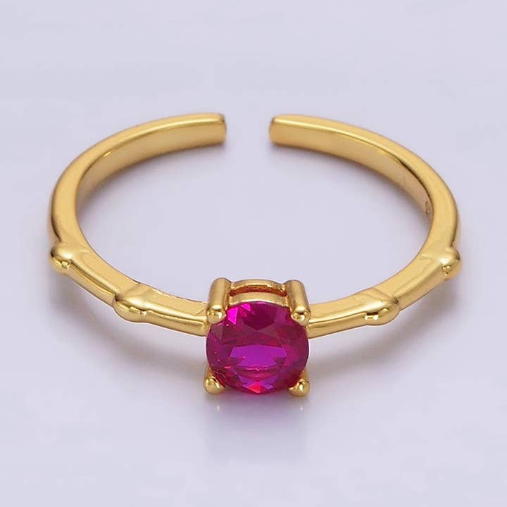 Gold Vermeil Cubic Zirconia CZ Birthstone gepersonaliseerde solitaire bamboering in goud en zilver | O1006 - O1029 voor wholesale door Aim Eternal