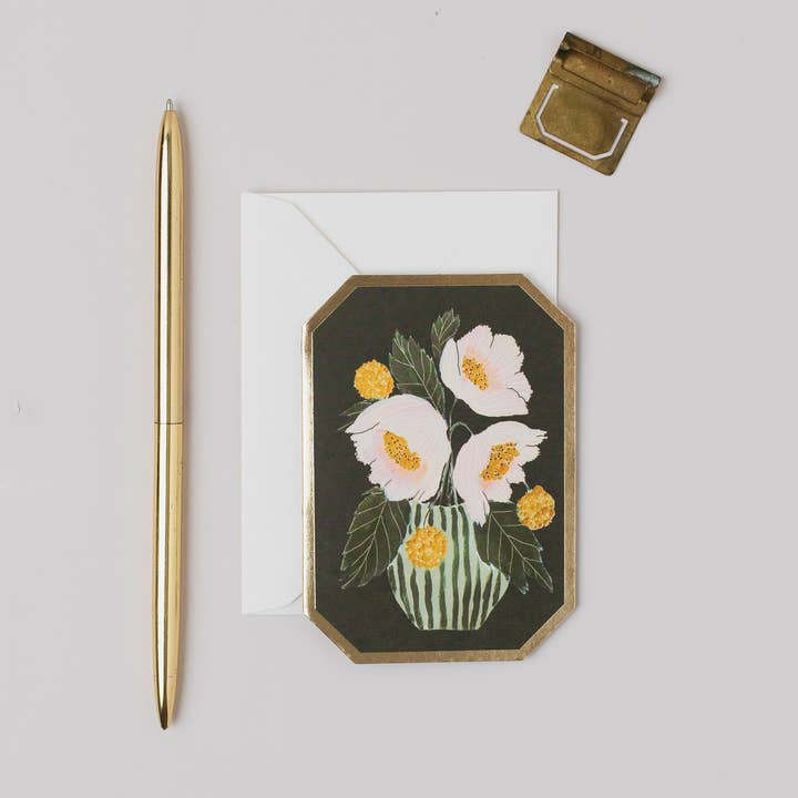 ANEMONE BOTANICAL FLORAL DIE CUT MINI CARD for wholesale by Katie Housley