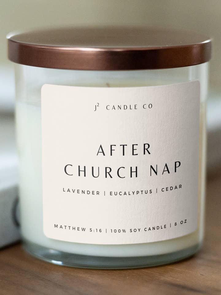 Bougie en soja à la lavande et à l'eucalyptus - Sieste après l'église pour la vente par J Squared Candle Co