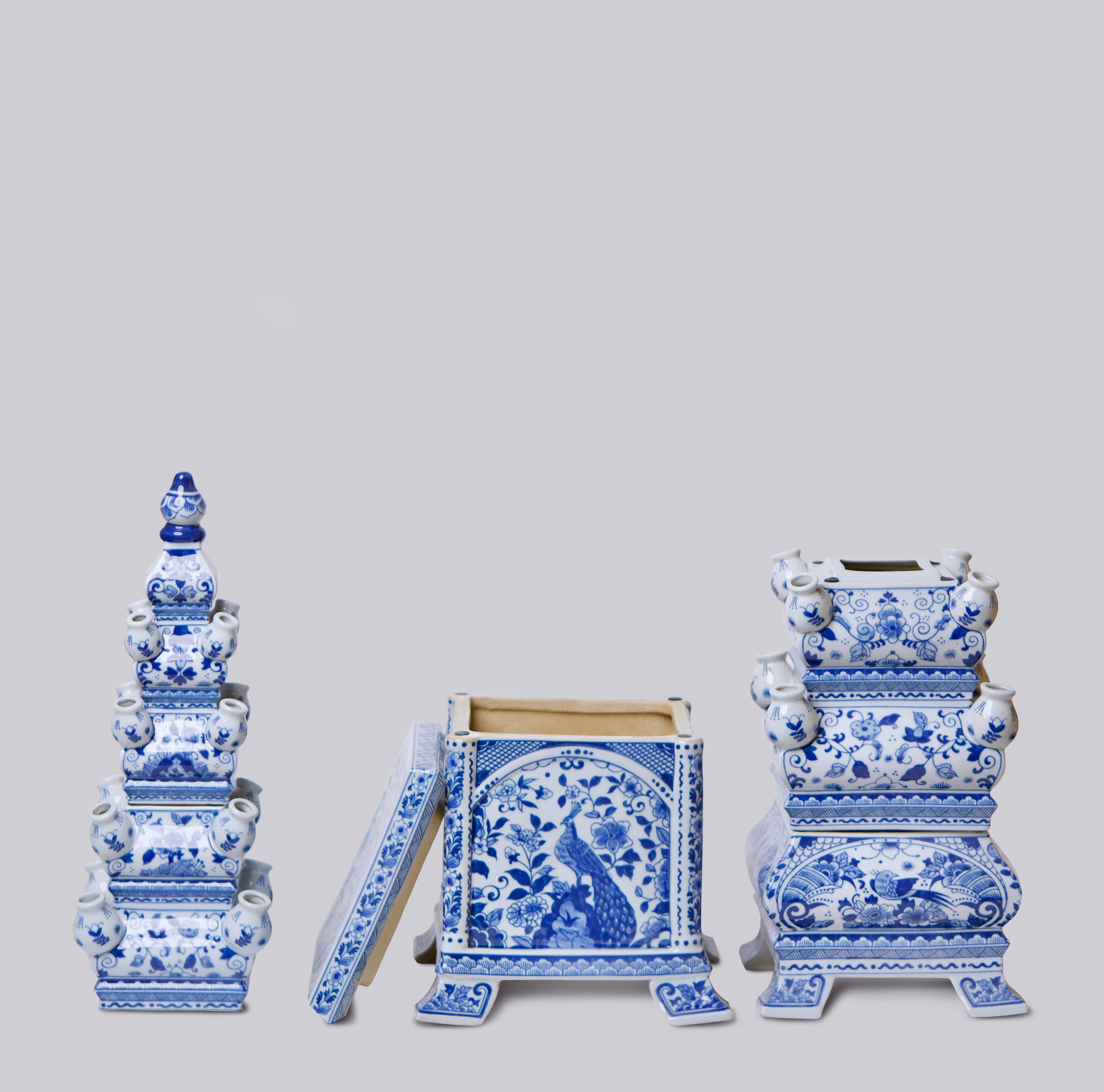 Cobalt Guild - Vendita all'ingrosso Vasi - Tulipiere alto in porcellana blu e bianca6