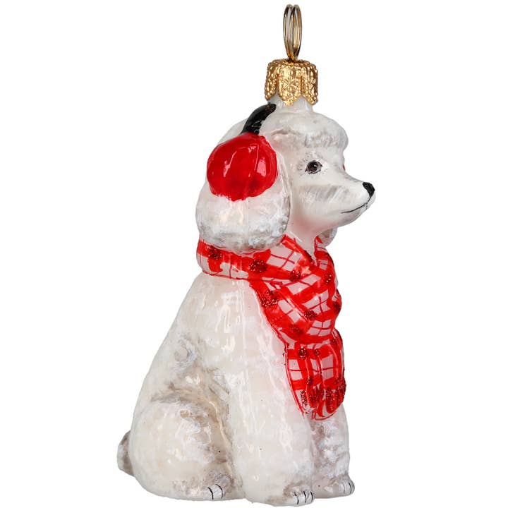 Joy To The World Collectibles - Wholesale Ornament - Poedel Wit in Bossige Sjaal en Oorwarmers3