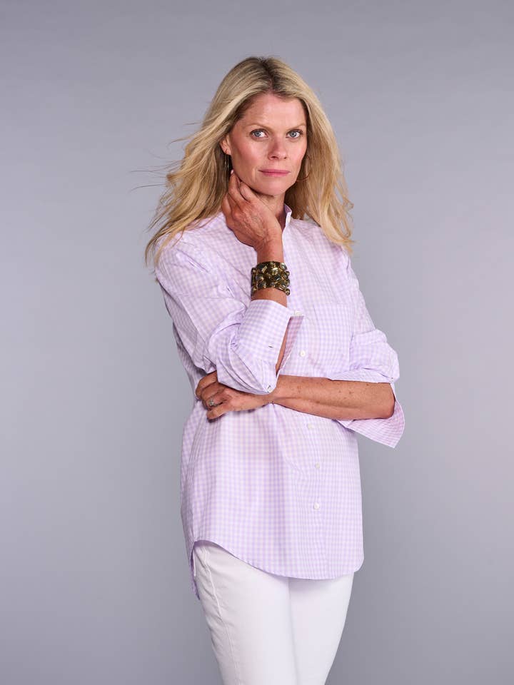 La Camisa Mod II en Cuadro Lila para venta al por mayor de Claridge + King