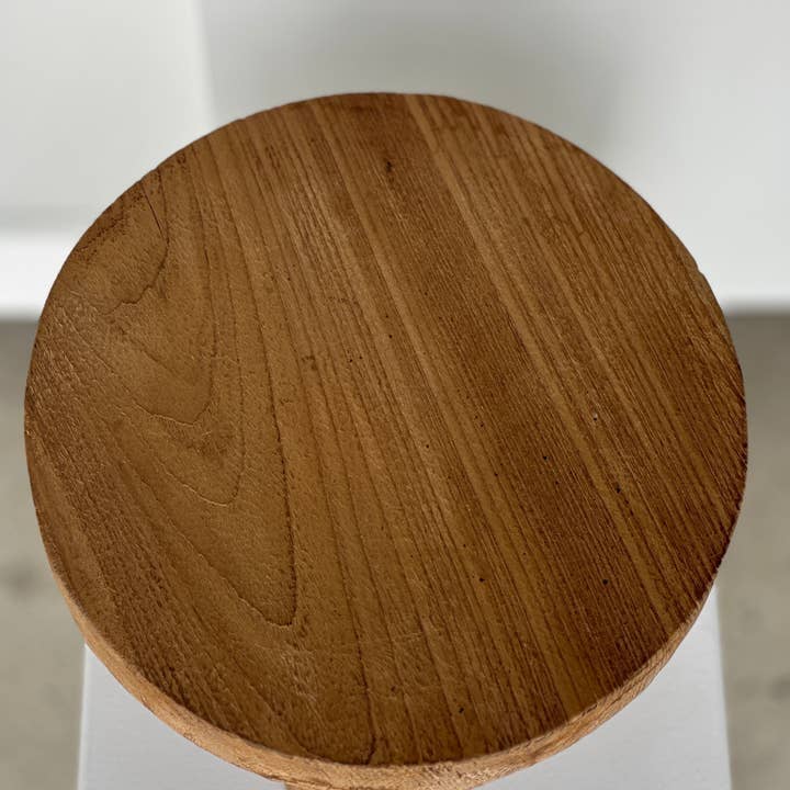 Office Objets - Wholesale Stool - Small low three-legged stool in upcycled blond teak D:30 H:15105