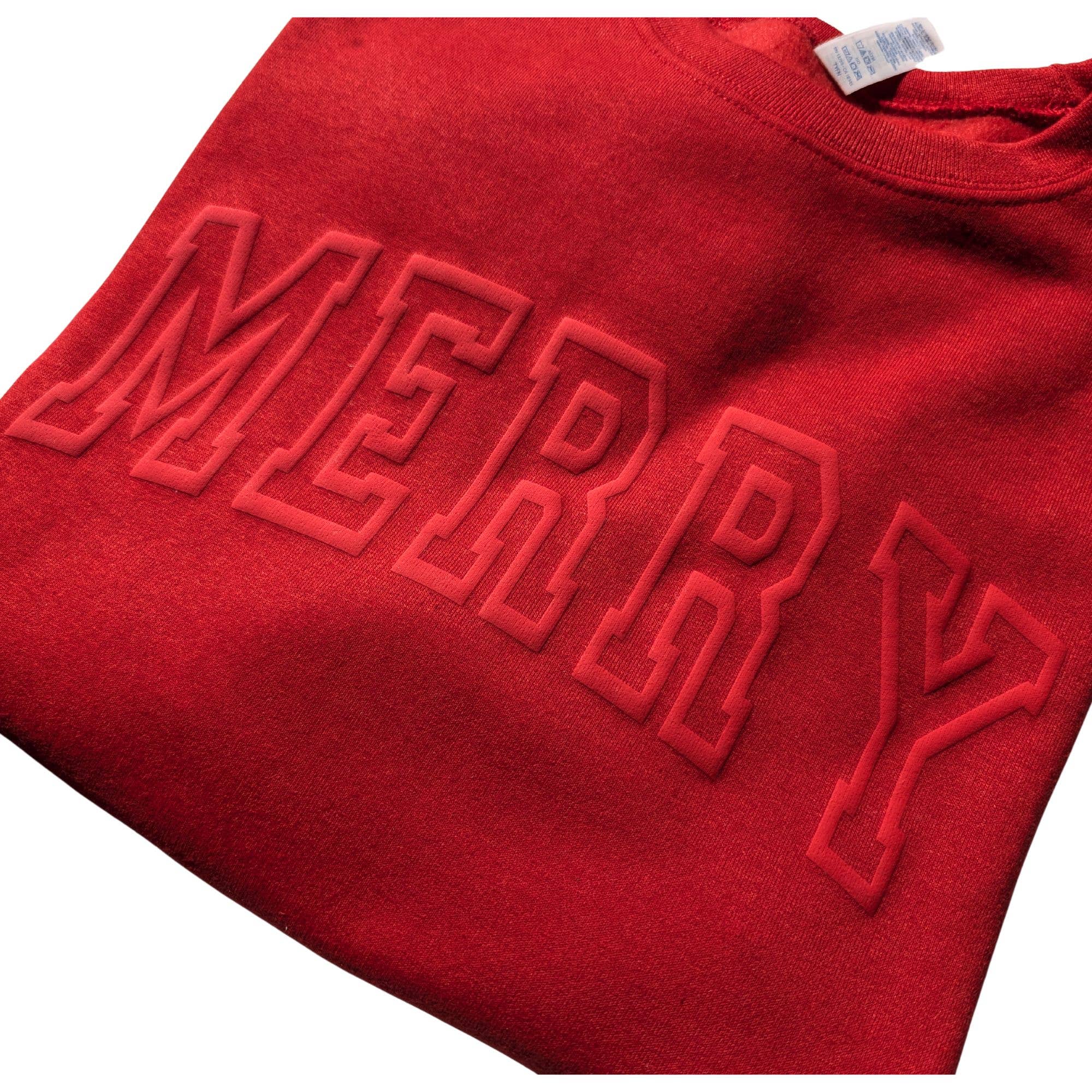 P E T I T R U E - Wholesale Graphic Sweatshirt - Women's - Christmas Sweatshirt MERRY Holiday Crewneck Sweater Puff 2