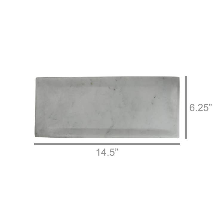 White Essex Rectangle Plate, Marble - Med for wholesale on Faire4
