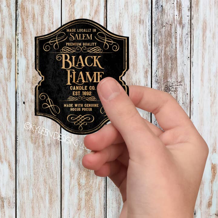 Black Flame Candle Die Cut klistermärke för wholesale av Kyleen Designs