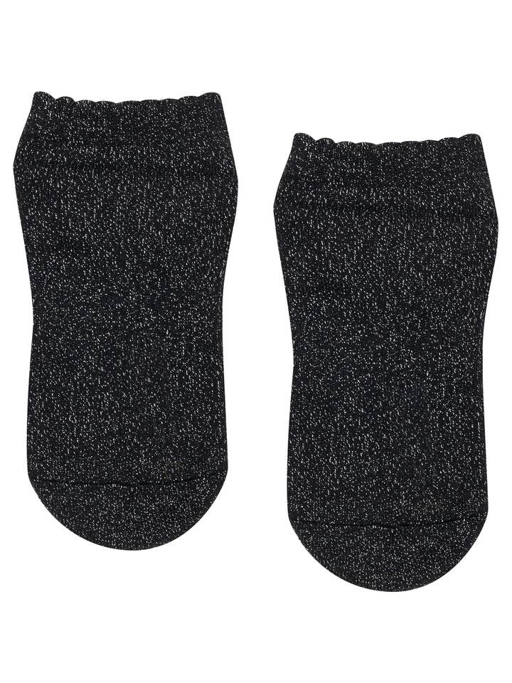 Classic Low Rise Grip Socks - Black Sparkle Frill for wholesale by MoveActive