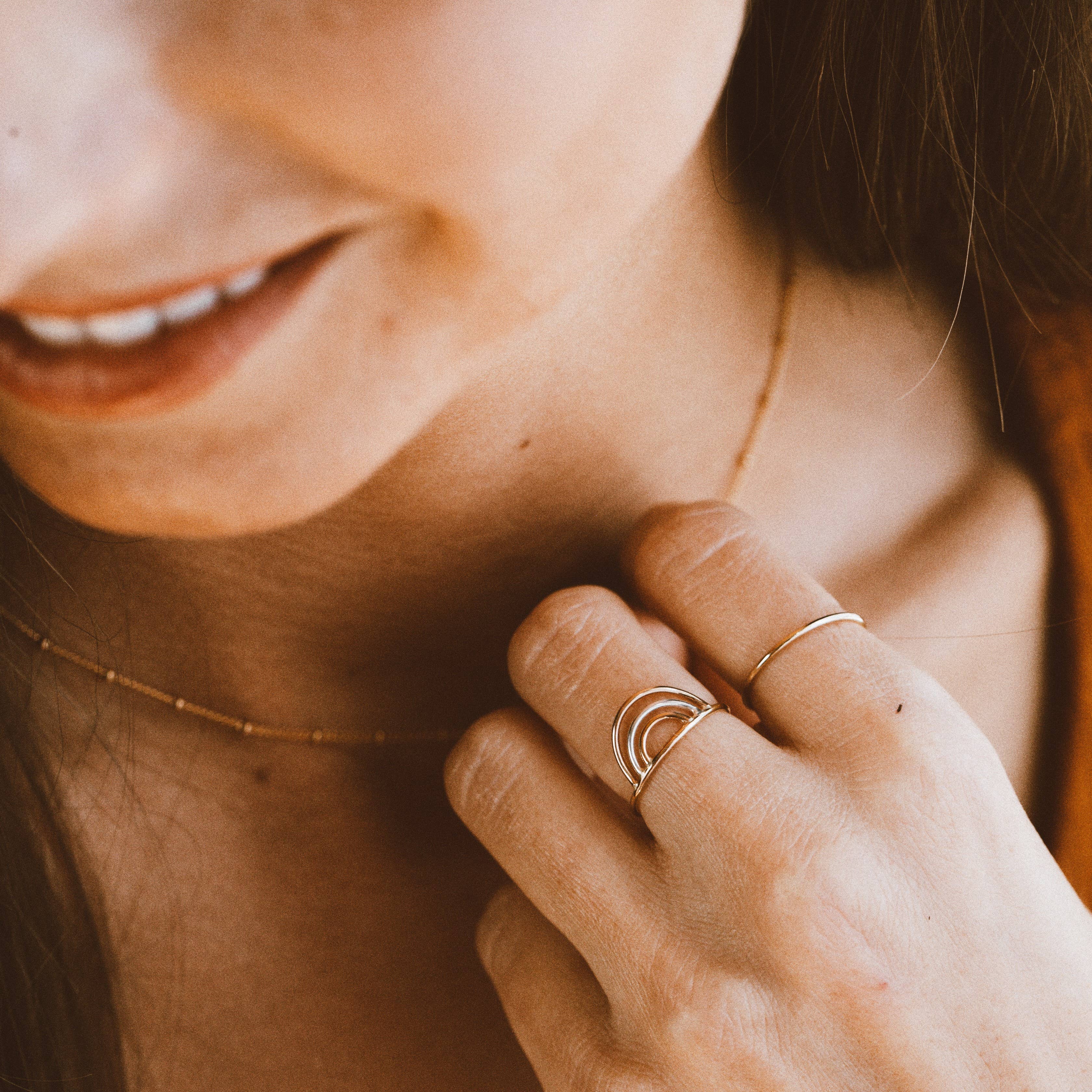 Everly Made - Vente Anneau/bague à empiler - Bague arc-en-ciel4