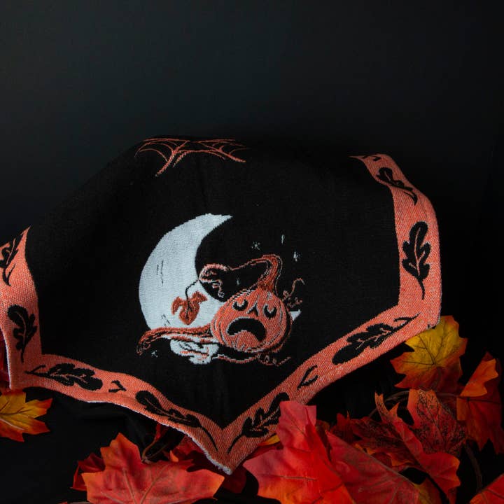 Wax Moon - Wholesale Table Runner - Pumpkins Grin Woven Tapestry Runner1