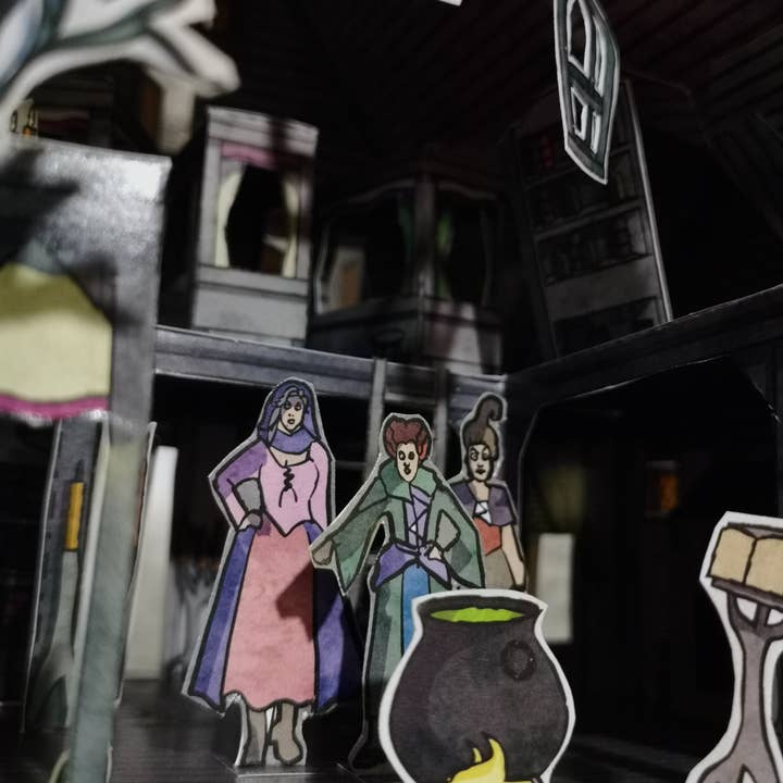 KikoIlustrador – Großhandel Tischdeko – HOCUS POCUS – Sanderson-Schwestern Häuschen – Ausschneidemodell2