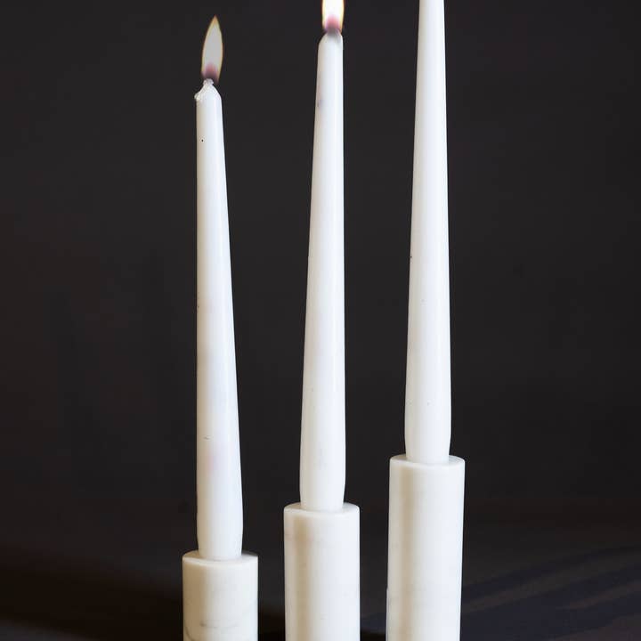 BIDKhome - Wholesale Candle Holder - Set of 3 Marble Cylinder Pillar Taper Holders LP