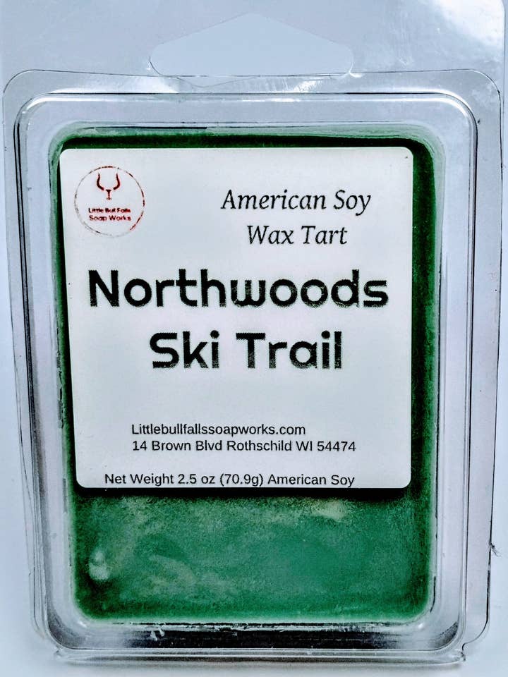 Fusione di cera di soia Northwoods Ski Trail per la vendita all'ingrosso da parte di Little Bull Falls Soap Works