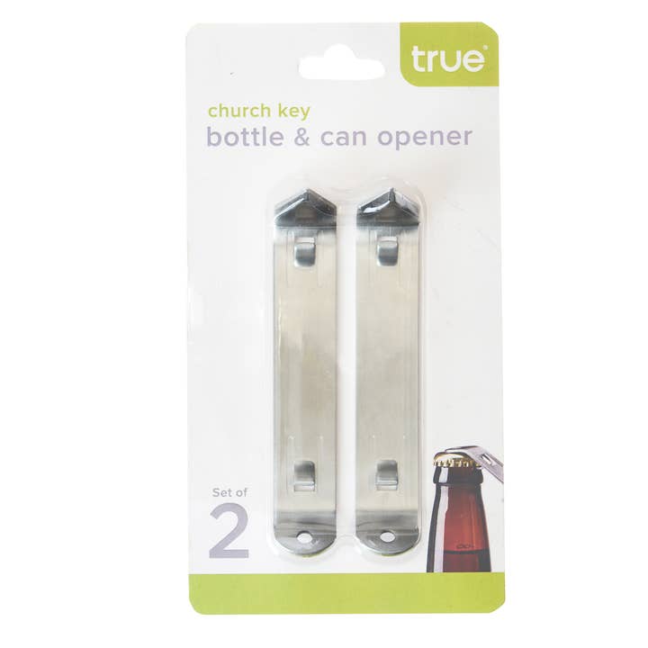 TRUE - Wholesale Bottle/Wine Opener - Stainless Steel Bottle & Church Key Can Openers - Set of 2