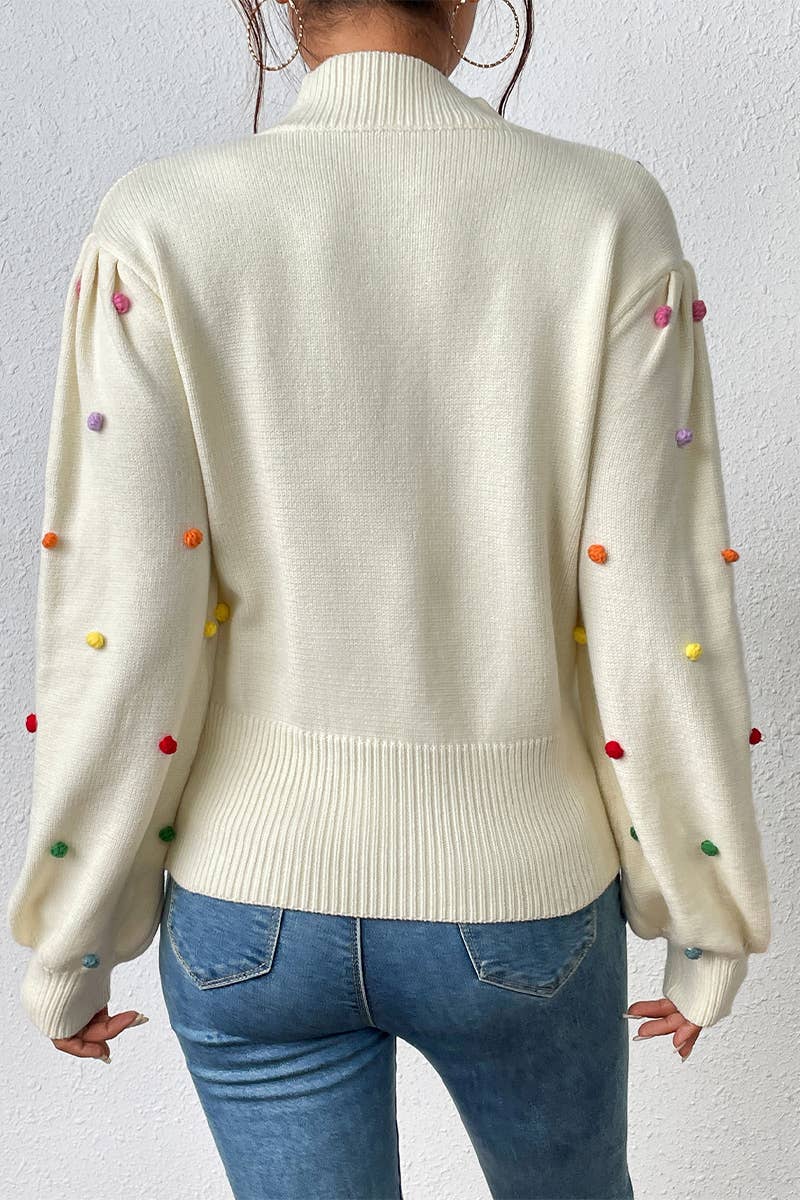 Lily Clothing - Wholesale Knit Sweater - Women's - WOMEN RIBBED HIGH NECK COLOR SWISS DOT JUMPER TOP_CWOSWL028019
