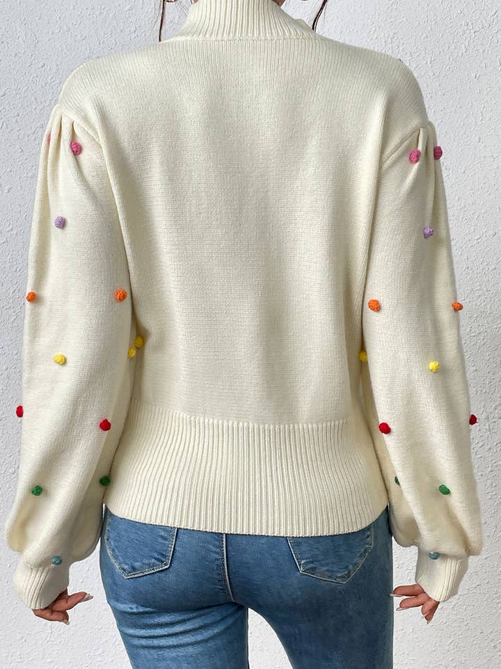 Lily Clothing - Wholesale Knit Sweater - Women's - WOMEN RIBBED HIGH NECK COLOR SWISS DOT JUMPER TOP_CWOSWL028019