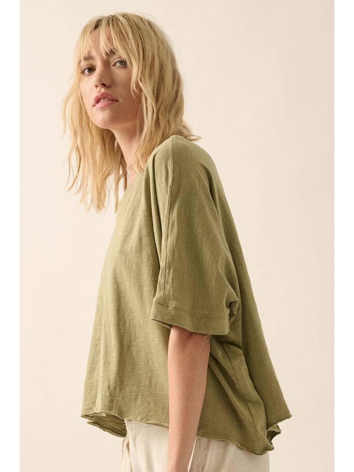 Promesa USA - Wholesale T-shirt – women's - Easy Fit Mineral Wash Poncho Slub Knit T-Shirt14