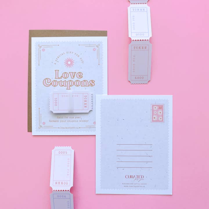 Curated for You Gifts - Wholesale Love card - Retro Love Coupons / Tickets1