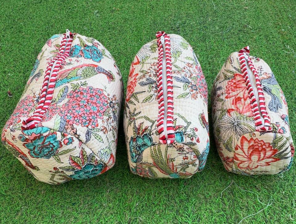 Bhawana Handicrafts - Wholesale Makeup/Cosmetic Bag - Bird Printed Beautiful Bag Cosmetic Bag Quilted Cotton Pouch2