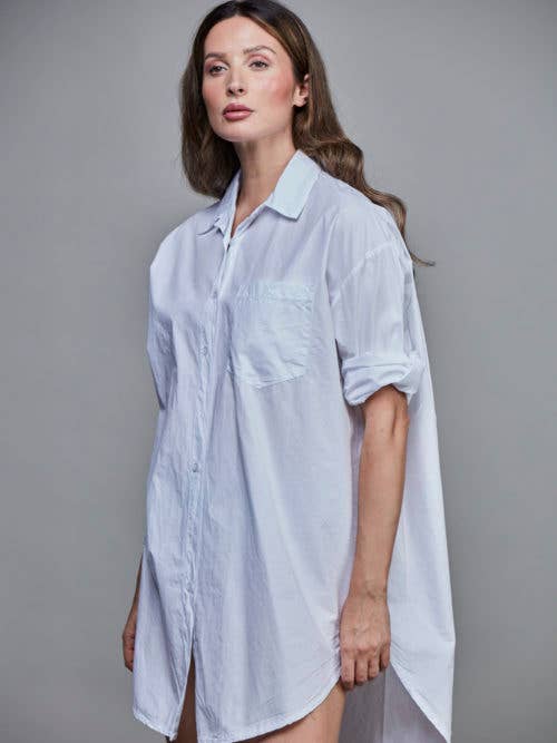 SixtyDays - Wholesale Button Down Shirt - Women's - Boyfriend Oversized Cotton Shirt - White1
