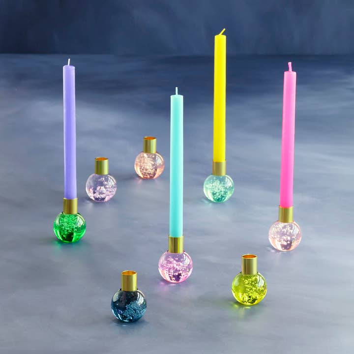Glitterville Crystal Ball Taper Candle Holder, 8 Asst, Glass for wholesale by Glitterville