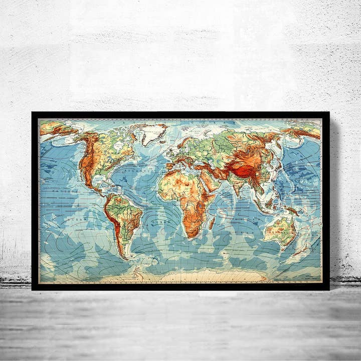 Great World Map Vintage Atlas Mercator projection Vintage Map | World Map Gift World Map Print | Vintage World Map | World Map Wall Art for wholesale by OldCityPrints - Old Maps and Posters