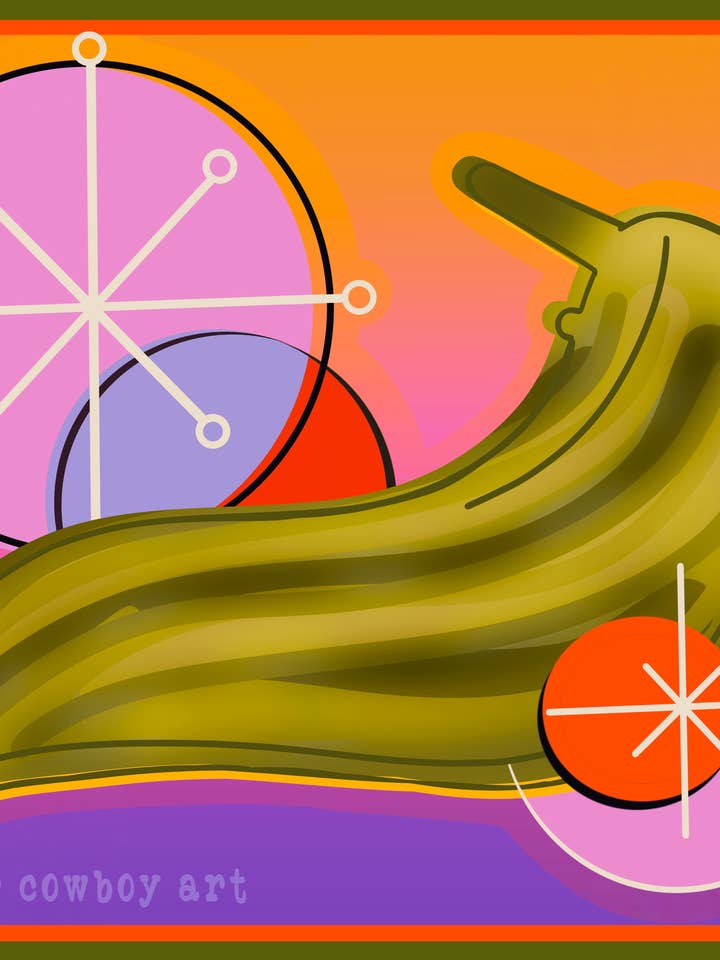 Mid-century Modern (MCM) Slug art print for wholesale by Lavender Cowboy Art