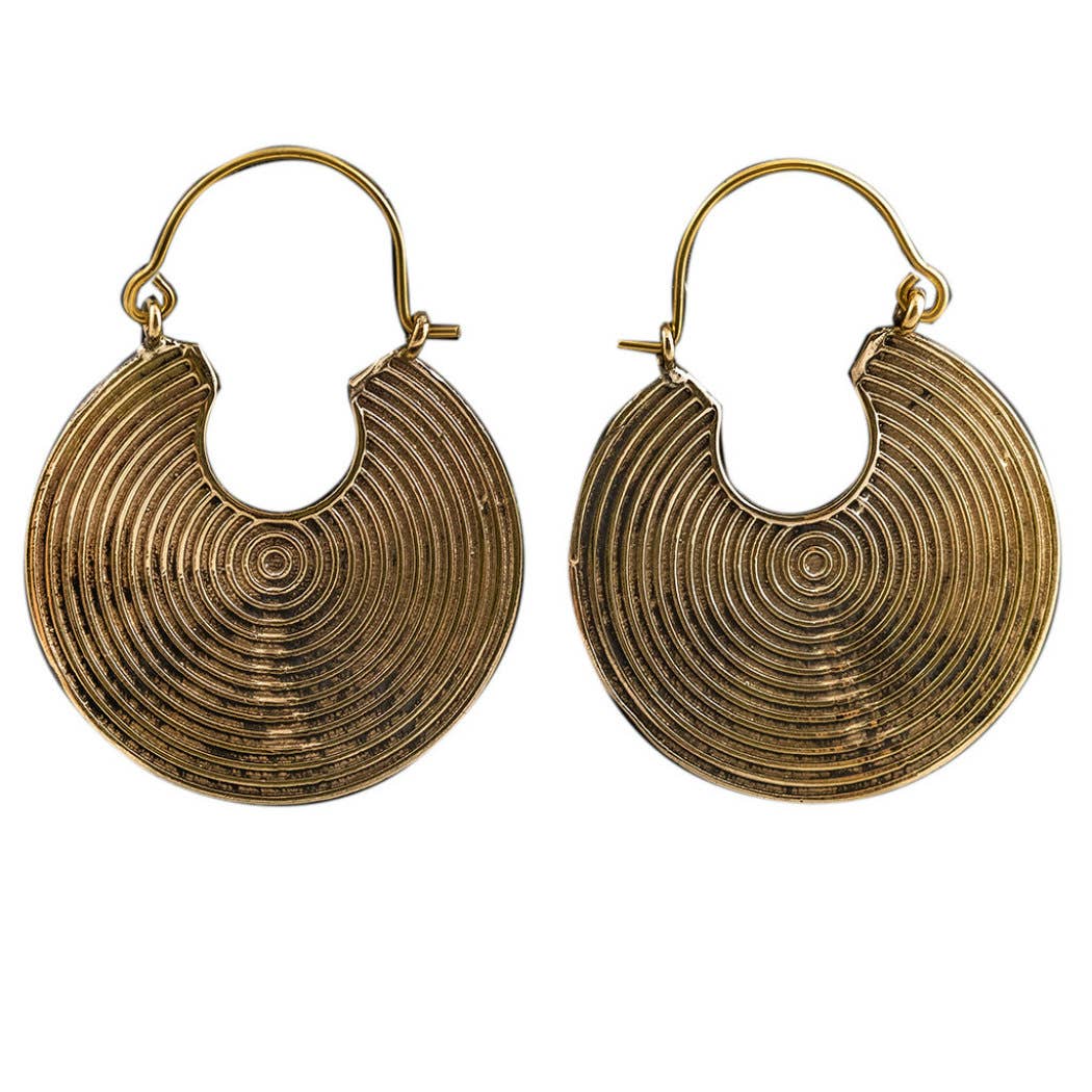Saraswati Imports - Wholesale Hoop Earrings - Labyrinth Brass Hoop Earrings1