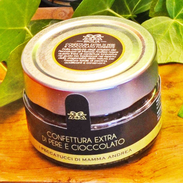 Confiture spéciale poires et chocolat pour la vente par I Peccatucci di Mamma Andrea