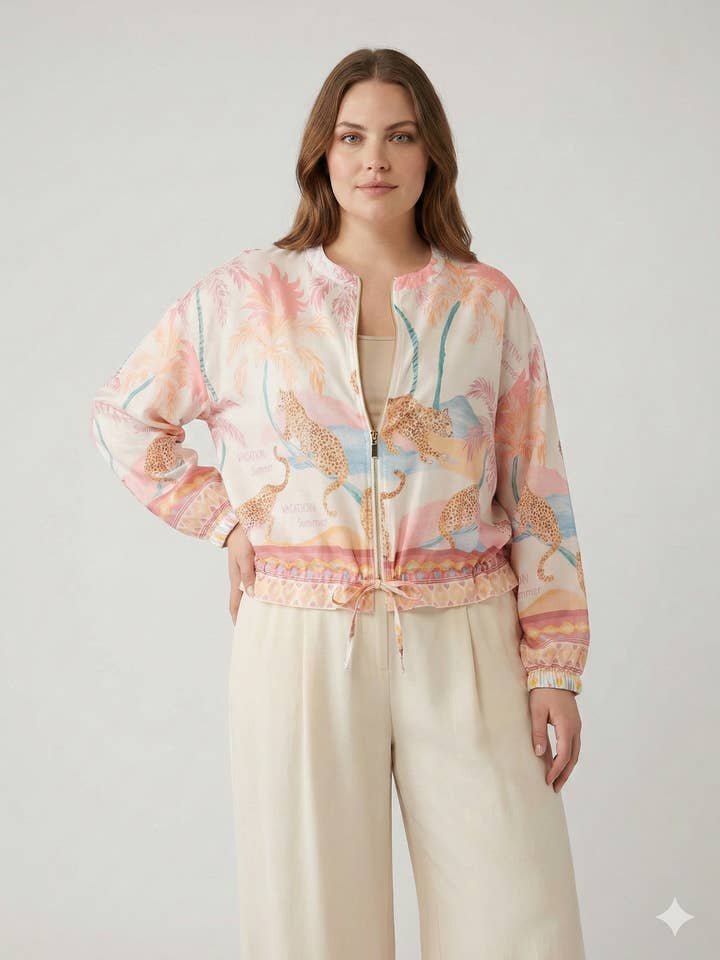 Grande Taille - Veste légère imprimée avec élastique pour la vente par C'MELODIE