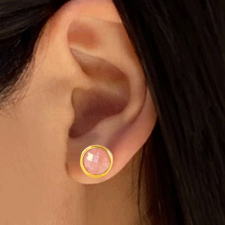 Sonia Hou Jewelry - Wholesale Stud/Post Earrings - FIRE 3-WAY PINK CORAL EARRING JACKETS IN 24K GOLD