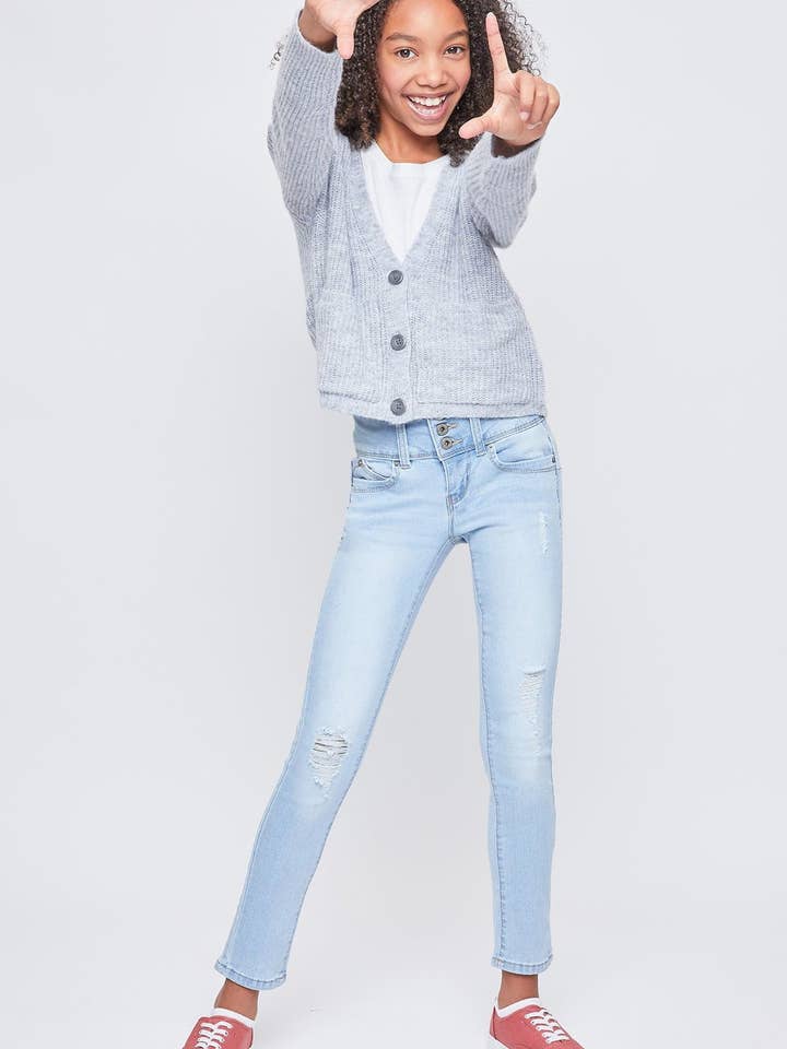 Girls WannaBettaFit 3-Button Clean Hem Skinny -GP237753 for wholesale by YMI