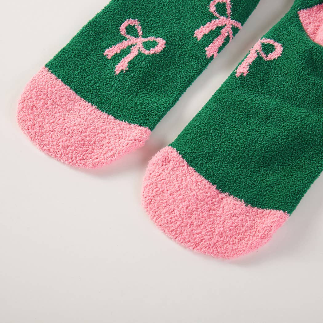 ASSORTED Green Pink Mix Pattern Cozy Crew Sock Set for wholesale on Faire3