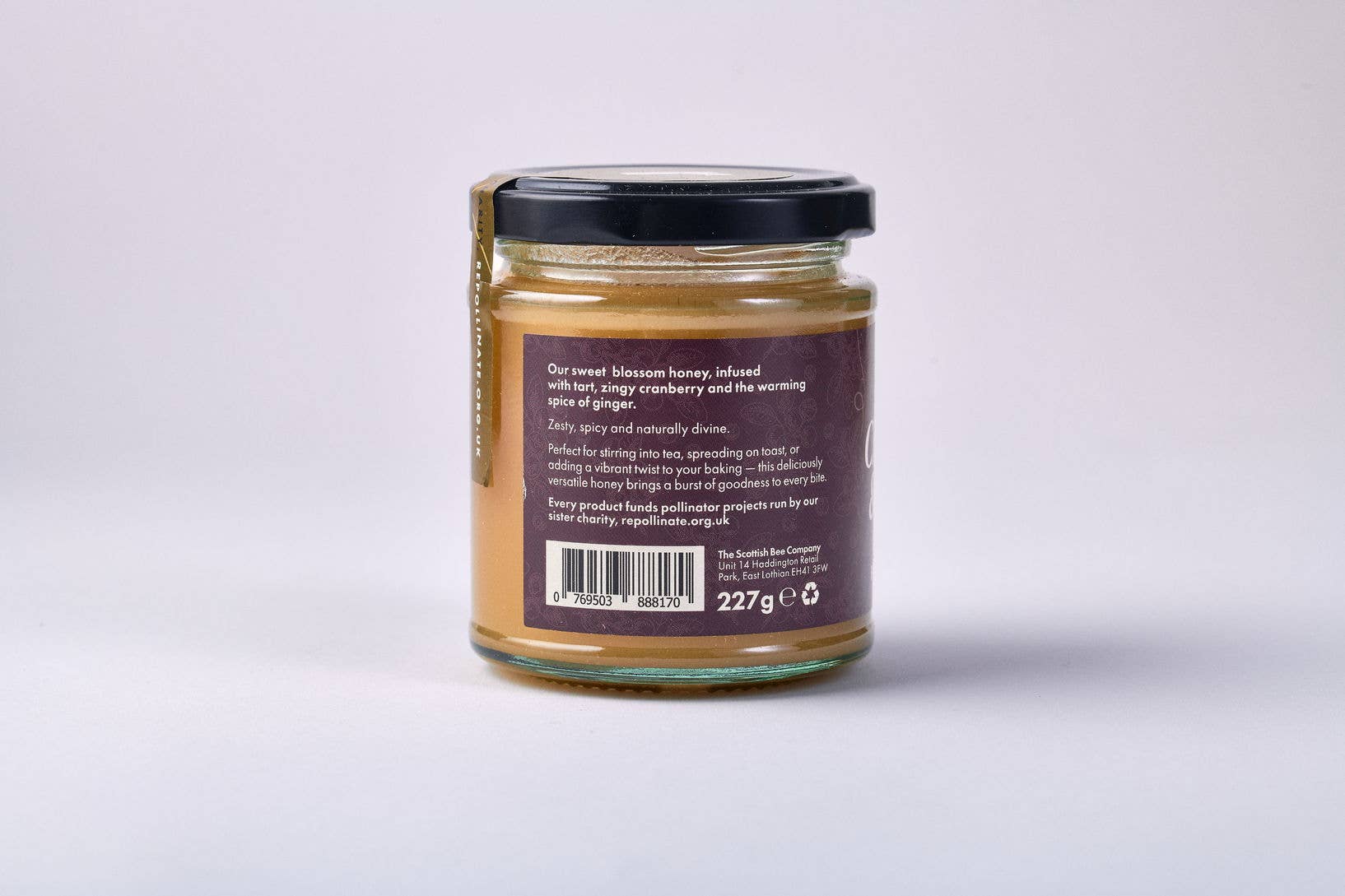 Scottish Bee Company – wholesale Honey – Scottish Cranberry & Ginger Honey 227g 1