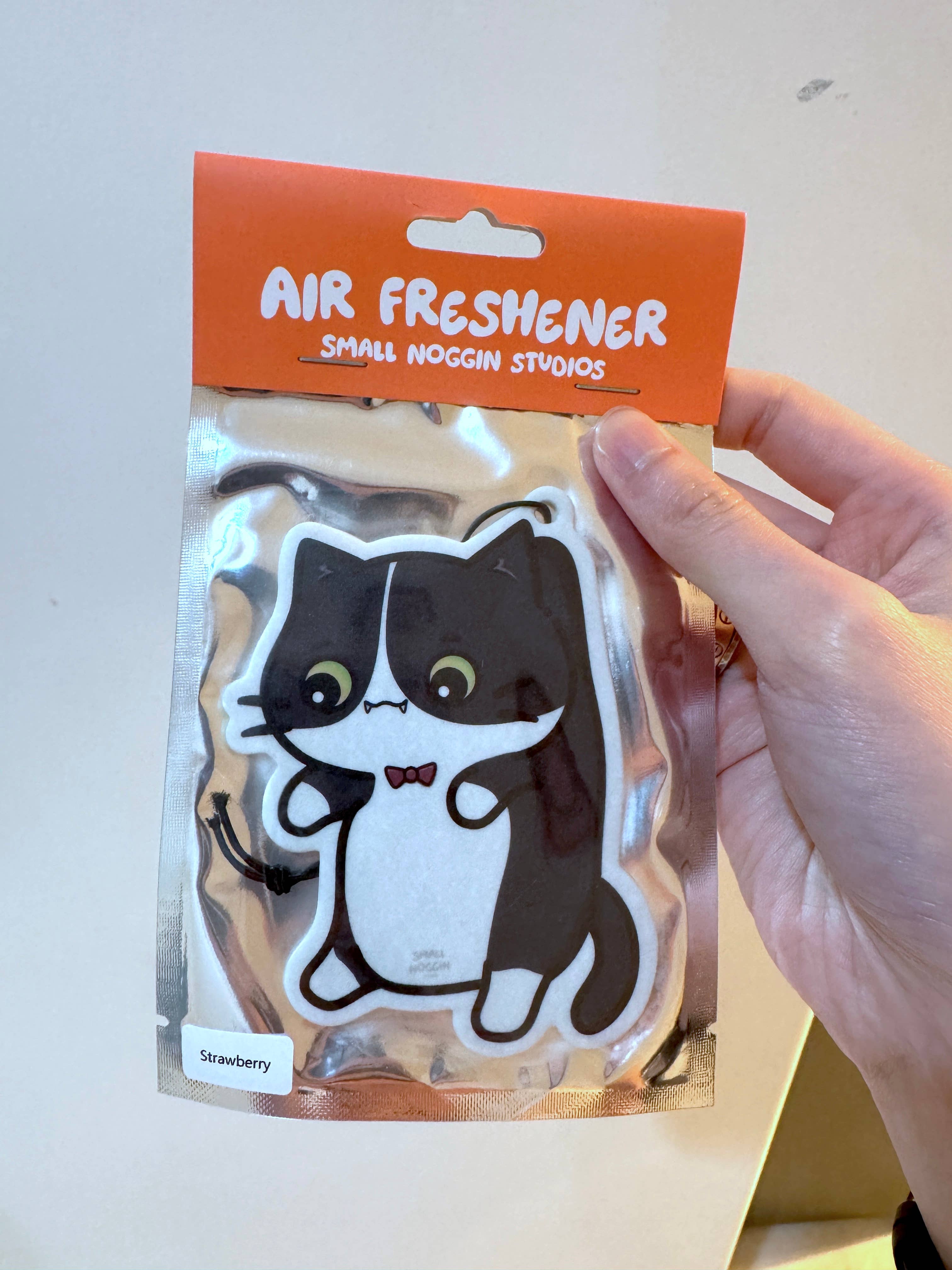 Small Noggin Studios - Wholesale Car Freshener - Unisex - Hanging Tuxedo Cat Air Freshener - Strawberry Scent