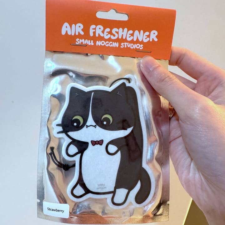 Small Noggin Studios - Wholesale Car Freshener - Unisex - Hanging Tuxedo Cat Air Freshener - Strawberry Scent0