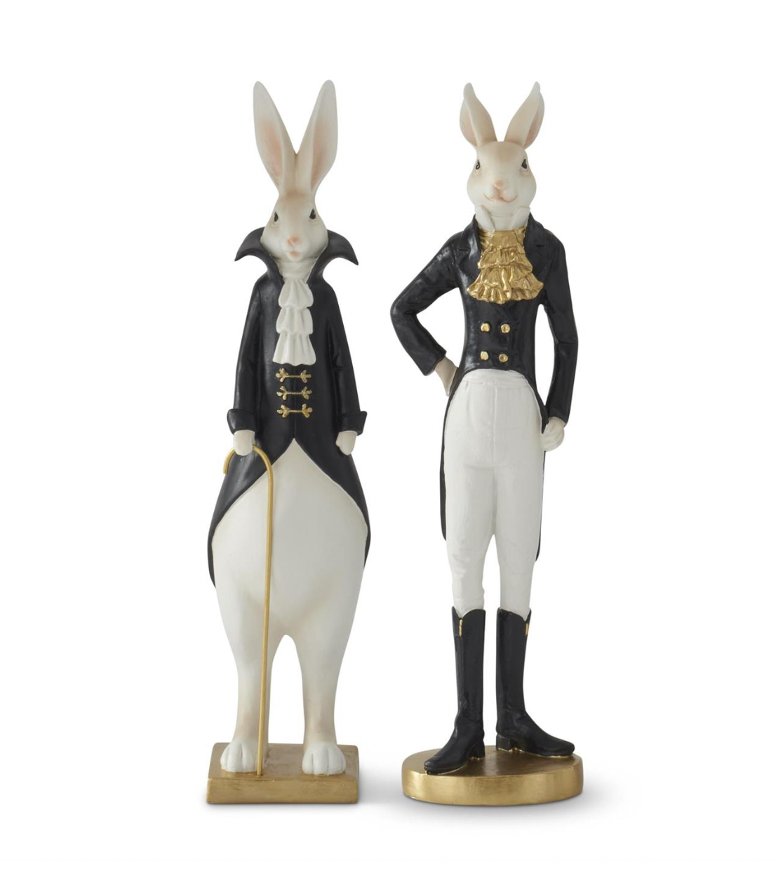 Dunn Deals - Wholesale Decorative Figurine - 15.5" Resin Royal Black White & Gold Easter Bunnies - SET OF 20